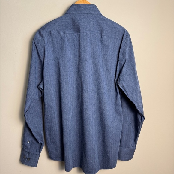Joseph Abboud Men's Long Sleeve Textured Non-Iron Button‎ Up Shirt Blue X-Large - Picture 5 of 13